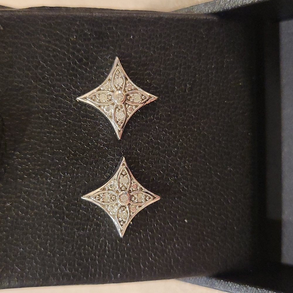 Diamond Star Stud Earrings (1/10 ct. t.w.) in Sterling Silver - Picture 6 of 9